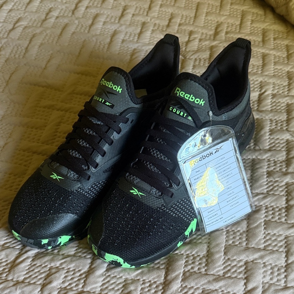 Reebok Black Sneakers with Neon Green Accents